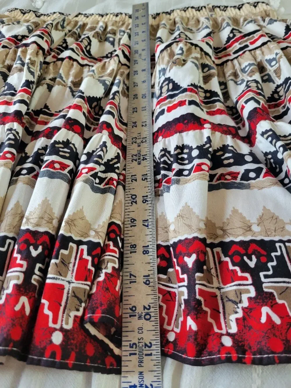 Vintage Western Collection USA Aztec Tiered Mini Skirt Cotton Boho Chic Sz M